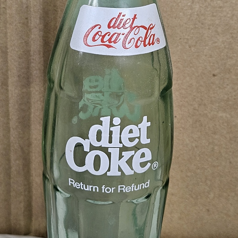 Vintage 10 oz DIET COKE Glass Bottle - Excellent Hobbleskirt 1980 empty green